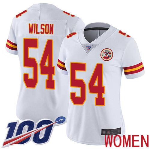 Women Kansas City Chiefs #54 Wilson Damien White Vapor Untouchable Limited Player 100th Season Nike NFL Jersey